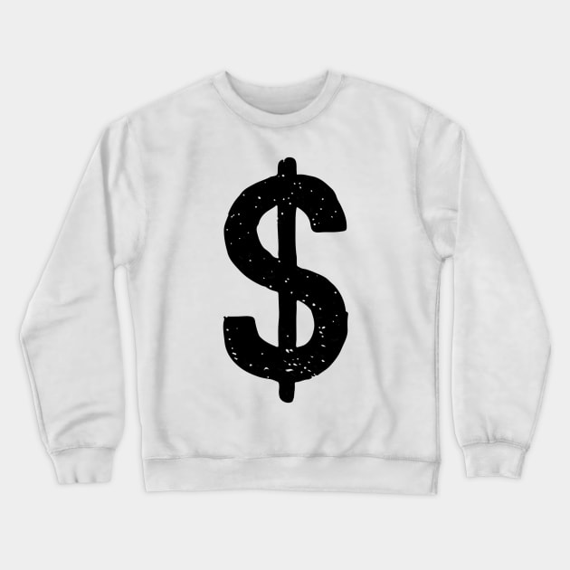 Dollar Sign Doodle Black Crewneck Sweatshirt by Mijumi Doodles